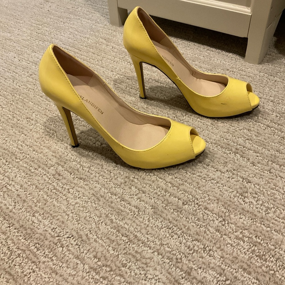 Yellow Peep-Toe Heels